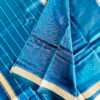 Handloom Mangalagiri Silk Cotton Saree – Teal Blue with Gold Zari Border