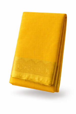 Handloom Mangalagiri Silk Cotton Saree – Yellow with Gold Zari Border