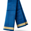 Handloom Mangalagiri Silk Cotton Saree – Teal Blue with Gold Zari Border
