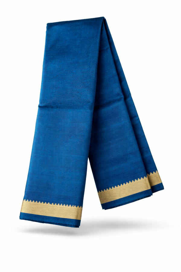 Handloom Mangalagiri Silk Cotton Saree – Teal Blue with Gold Zari Border
