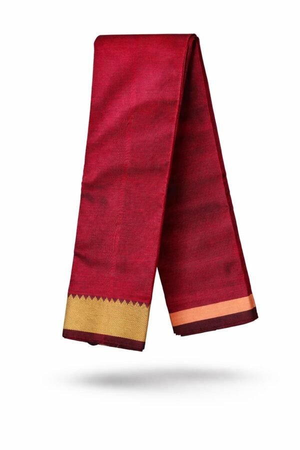 Handloom Mangalagiri Silk Cotton Saree – Maroon with Gold Zari Big Border