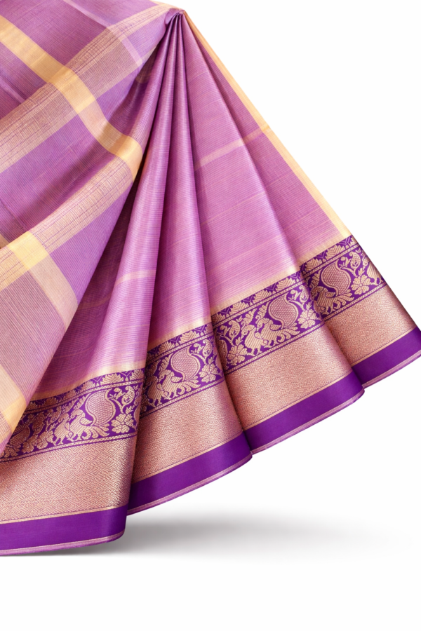 Handloom Mangalagiri Silk Cotton Saree – Peach Color with Kanchi Zari Border
