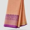 Handloom Mangalagiri Silk Cotton Saree – Peach Color with Kanchi Zari Border