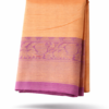 Handloom Mangalagiri Silk Cotton Saree – Peach Color with Kanchi Zari Border