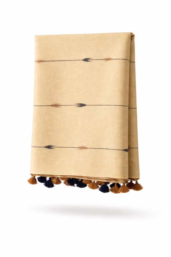 Beige Bengal Cotton Saree with Handwoven Buttas & Running Blouse