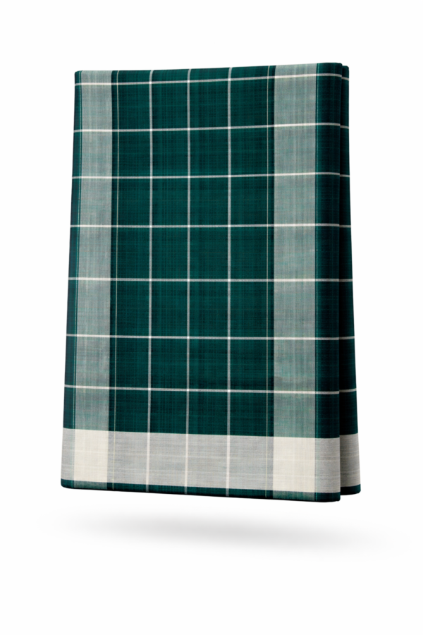 Teal Blue Handwoven Cotton Checks Saree