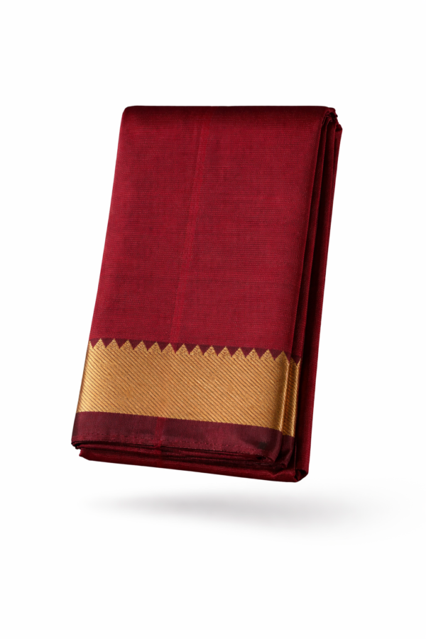 Handloom Mangalagiri Silk Cotton Saree – Maroon with Gold Zari Big Border