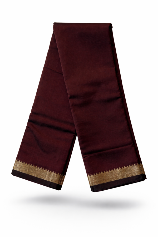 Handloom Mangalagiri Silk Cotton Saree – Maroon with Gold Zari Border