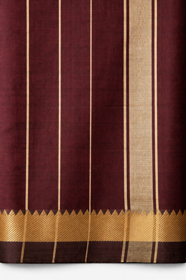 Handloom Mangalagiri Silk Cotton Saree – Maroon with Gold Zari Border