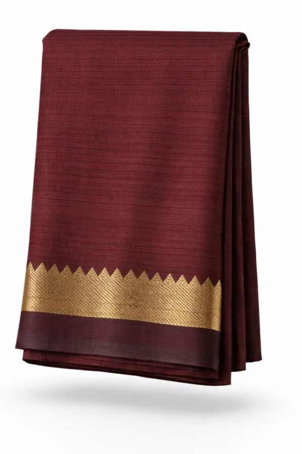 Handloom Mangalagiri Silk Cotton Saree – Maroon with Gold Zari Border
