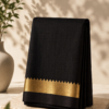 Handloom Mangalagiri Silk Cotton Saree – Black with Gold Zari Border