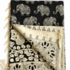 Kalamkari Silk Saree – Black base Elephants prints