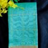 Handloom Mangalagiri Silk Cotton Saree – Turquoise Green with Gold Zari Border