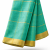 Handloom Mangalagiri Silk Cotton Saree – Turquoise Green with Gold Zari Border