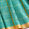 Handloom Mangalagiri Silk Cotton Saree – Turquoise Green with Gold Zari Border