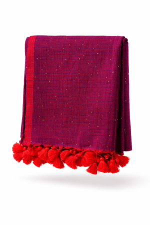 Elegant Rani Pink Pure Handloom Mul Cotton Sequin Saree