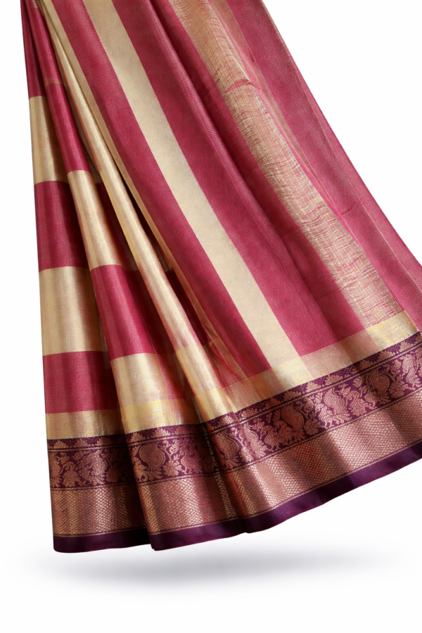 Handloom Mangalagiri Silk Cotton Saree – Light Green Color with Kanchi Zari Border