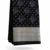 2026/04/1000924504.png Handloom Peacock Motifs Cotton Saree – Black with Silver Zari Border
