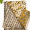 Kalamkari Pure Cotton Saree – Mustard Bird Print