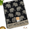Kalamkari Pure Cotton Saree – Black base Elephants Print