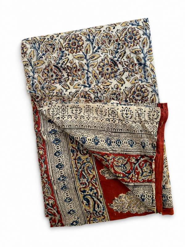 Kalamkari Pure Cotton Saree – Hand block printed Maroon