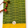 Green with Yellow border Ikkat Mercerised Cotton Saree(NO Blouse)
