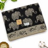 Kalamkari Pure Cotton Saree – Black base Elephants Print