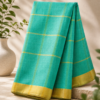 4b942c01-3ddf-4a7e-b94b-a75d49a05b14 Handloom Mangalagiri Silk Cotton Saree – Turquoise Green with Gold Zari Border