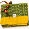 Green with Yellow border Ikkat Mercerised Cotton Saree(NO Blouse)