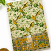 Kalamkari Pure Cotton Saree – Green Bird Print