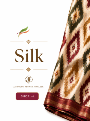 Handloom Ikkat Mercerised Cotton Saree – Navy Blue Body & Mustard Border (NO Blouse)