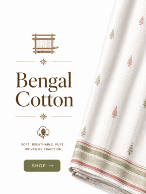 Handloom Ikkat Mercerised Cotton Saree – Navy Blue Body & Mustard Border (NO Blouse)