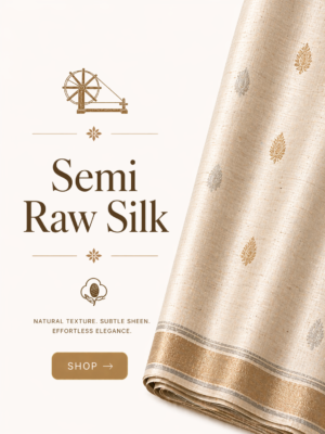 Handloom Ikkat Mercerised Cotton Saree – Navy Blue Body & Mustard Border (NO Blouse)