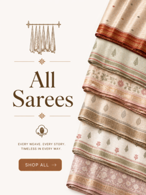 Handloom Ikkat Mercerised Cotton Saree – Navy Blue Body & Mustard Border (NO Blouse)