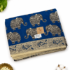 Kalamkari Pure Cotton Saree – Blue Base Elephants Print