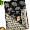 Kalamkari Pure Cotton Saree – Black base Elephants Print