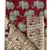 Kalamkari Silk Saree – Brown base Elephants print