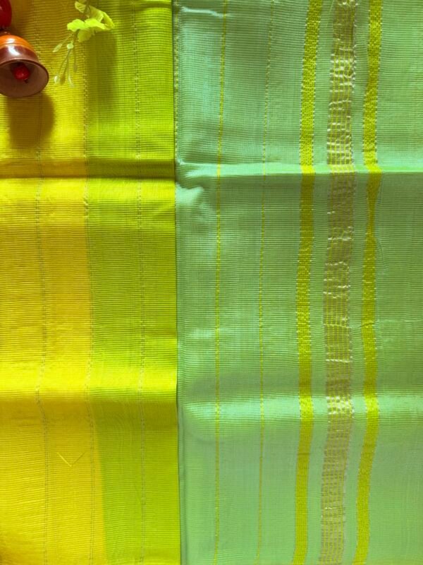 Mangalagiri pure pattu(silk) saree Jari lines blouse