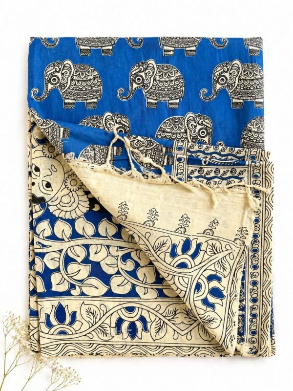 2026/05/1000951230.jpg Kalamkari Silk Saree – Surf Blue 🔵 base Elephants prints