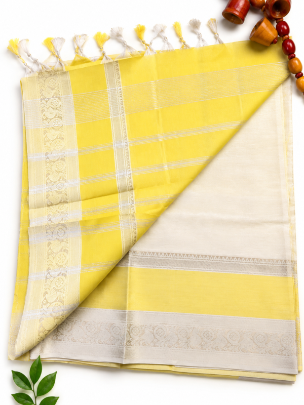 2026/05/1000969015.png Brahmini Mangalagiri pure pattu(silk) Cream saree Yellow blouse
