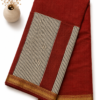 Rust red sari with gold border - Maheshwari Silk