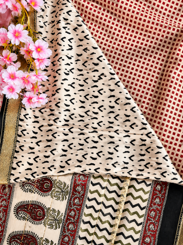Handblock Printed Maheshwari Silk Saree Copy