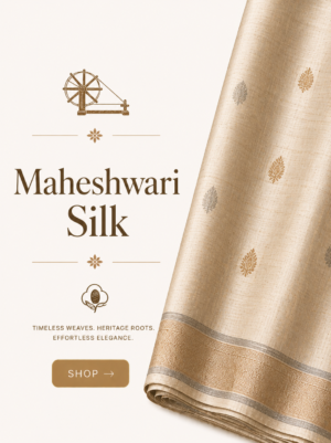 Handblock Printed Maheshwari Silk Saree