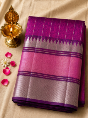 c3cdc38d-2e7d-481d-b8aa-9fcb979cd145 Rani Pink Temple Stripe – Pure Mangalagiri Silk Saree