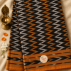 f8e60e56-c1d8-434e-85e1-e6abe4b48148 Black with Grey & Mustard colour Gap Border Ikkat Saree – Lightweight Handloom Cotton (Without Blouse)