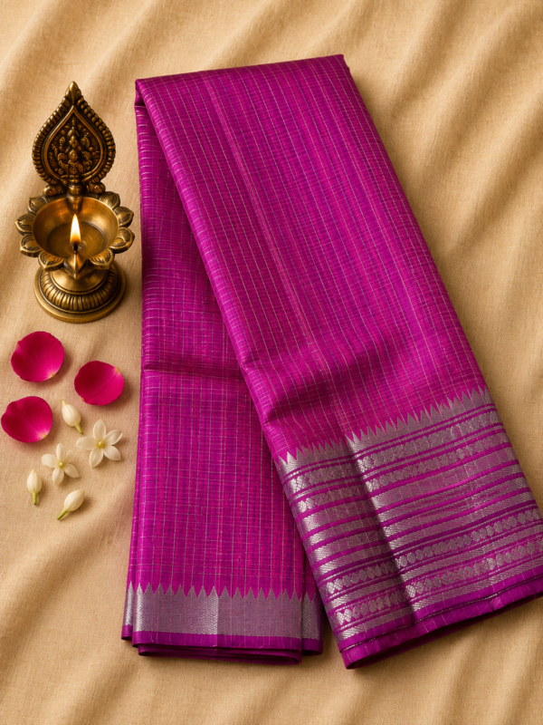 fc6aa75c-6f90-43cd-b730-105db5169bce Magenta Rudraksha Border – Pure Mangalagiri Silk Saree