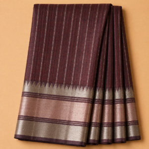 img_2842 Coffee Brown Temple Stripe – Pure Mangalagiri Silk Saree