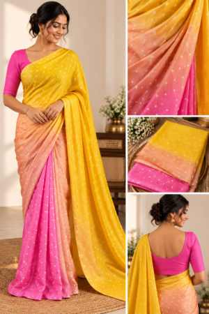 66622248-ea21-4b18-9b8f-0b0598cd943d Golden Rose Ombre Soft Modal Silk Saree