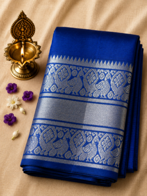 d64a1bcd-6d7a-4bbd-9f47-04a173103b2e-2 Royal Blue Kanchi Border – Pure Mangalagiri Silk Saree