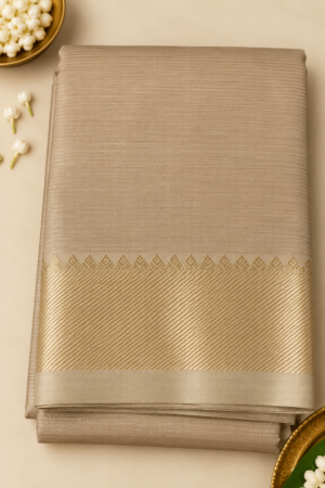 d9ba72f1-2a39-4a7b-b1ad-7e23bc91787d Handloom Mangalagiri Silk Cotton Saree – Champagne Beige Temple plain Border